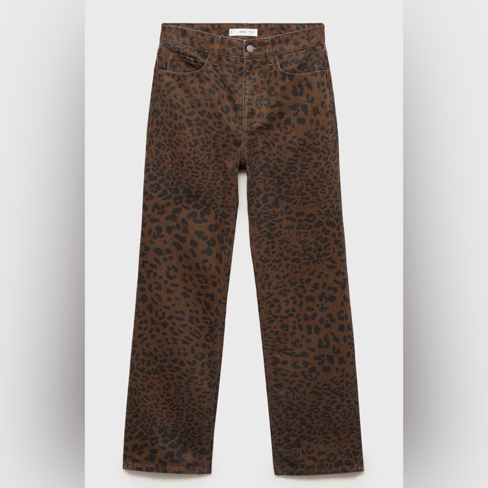 Mango LEOPARD-PRINT STRAIGHT JEANS